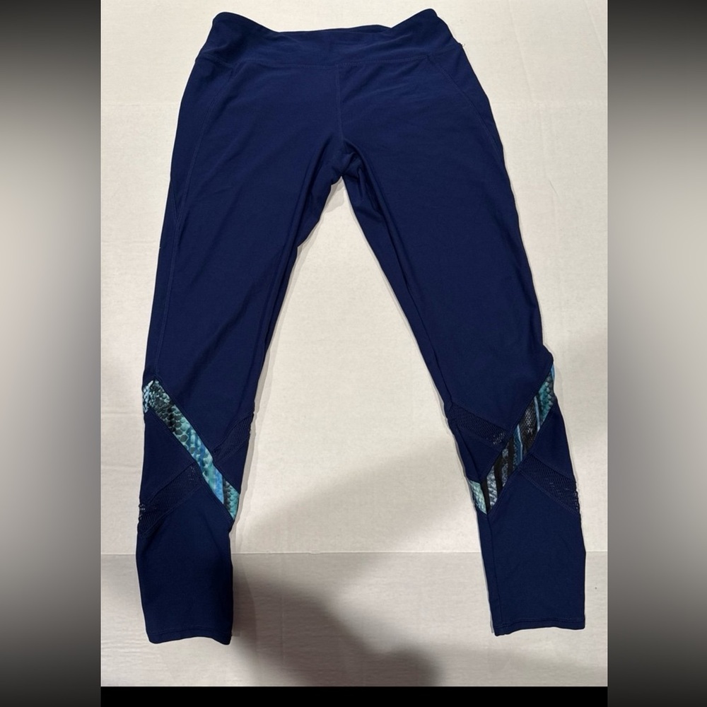 X gottex Woman Navy Bl/Li Gr/B Sport Leggings SZ L